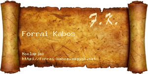Forrai Kabos névjegykártya
